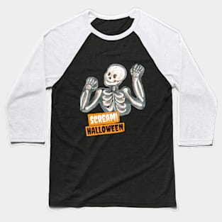 Scream Halloween Skeleton Baseball T-Shirt